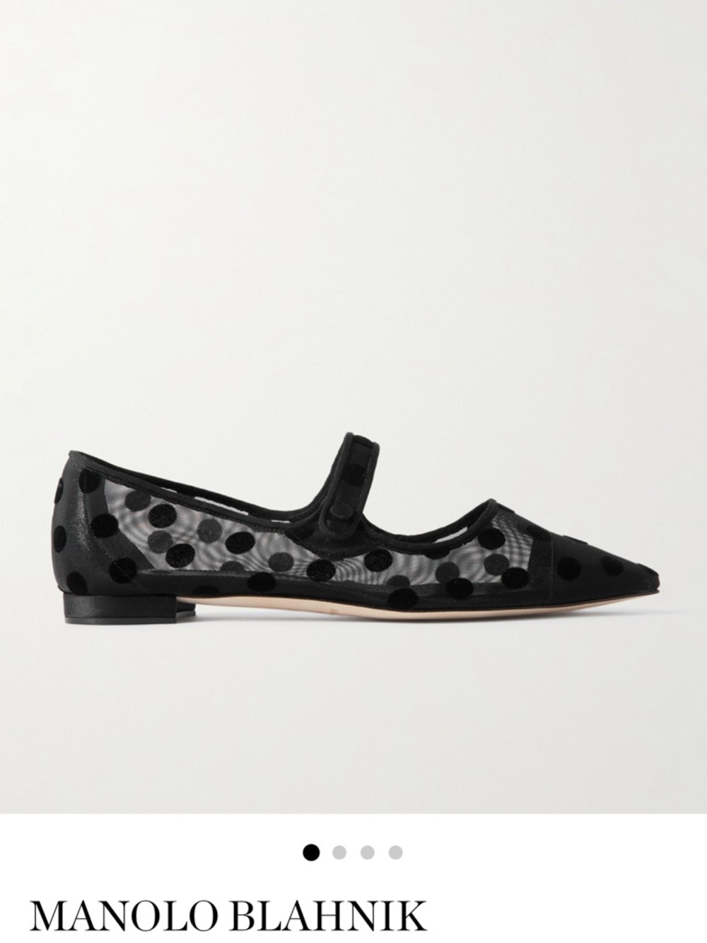 NIB Manolo Blahnik Campari Polka Dot Ballet Flats - Black - Picture 2 of 9